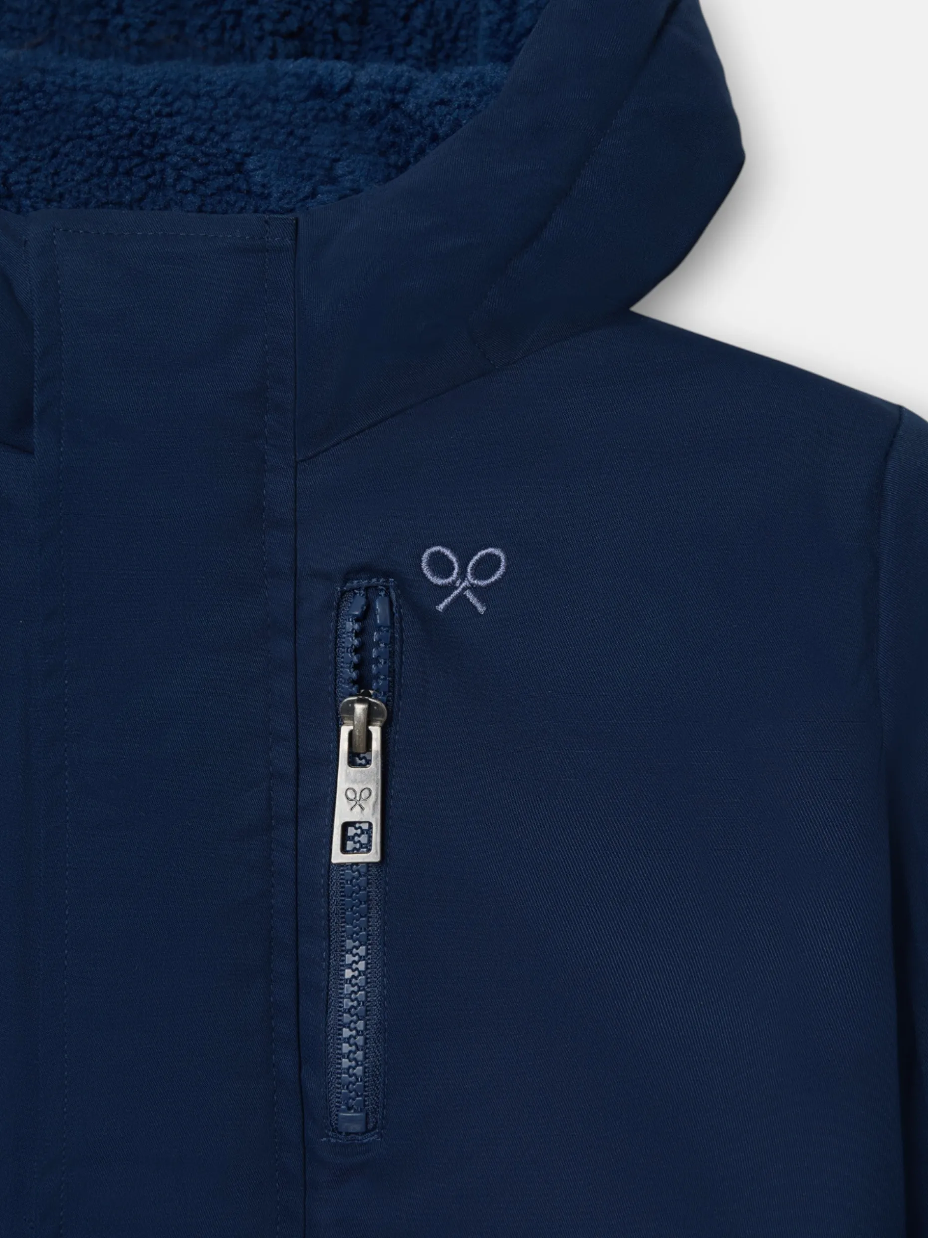 Abrigo kids capucha bolsillos azul marino