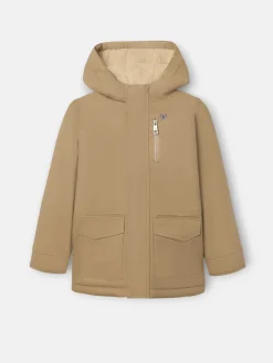 Abrigo kids capucha bolsillos beige medio