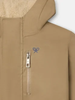 Abrigo kids capucha bolsillos beige medio