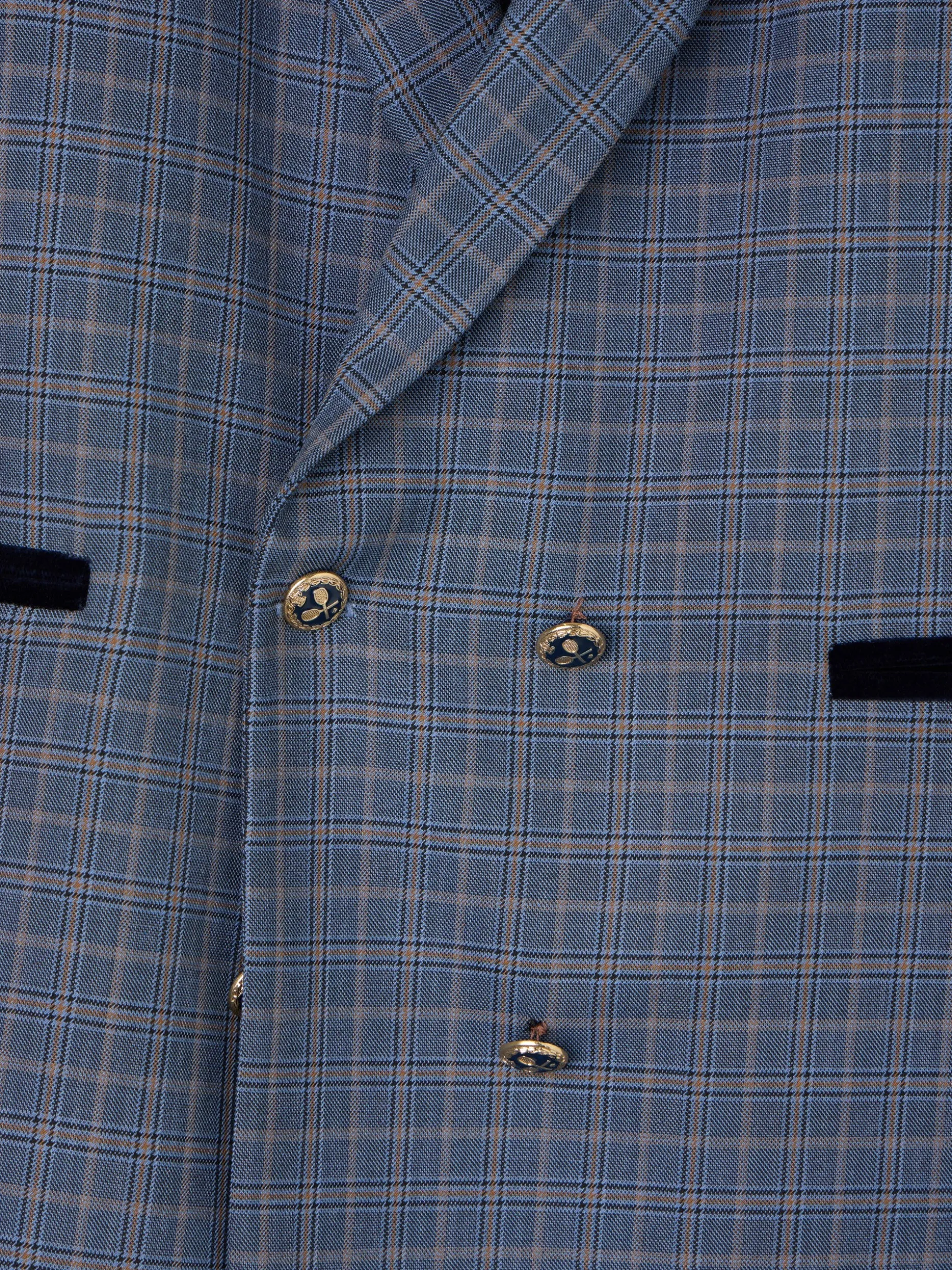 Americana detalles terciopelo cuadros azules