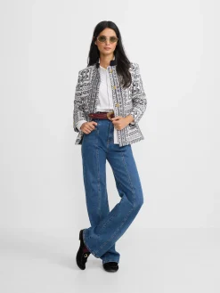 Americana jacquard motivos azul marino