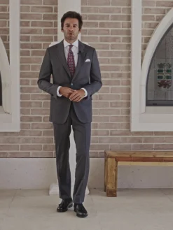 Americana traje clasico espiga gris
