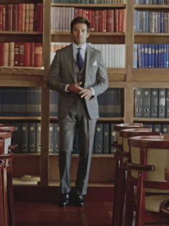 Americana traje clasico principe de gales gris