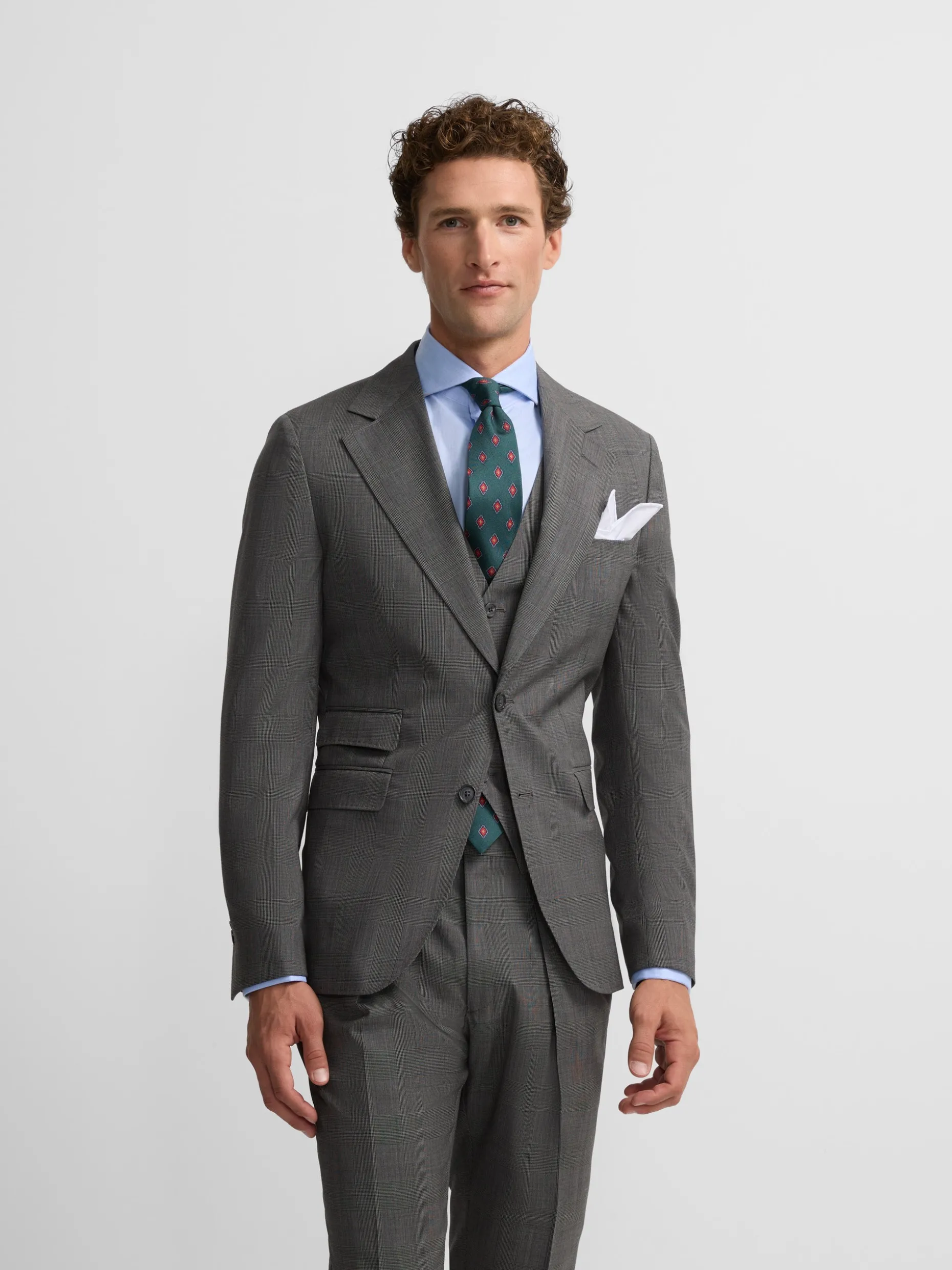 Americana traje clasico principe de gales gris