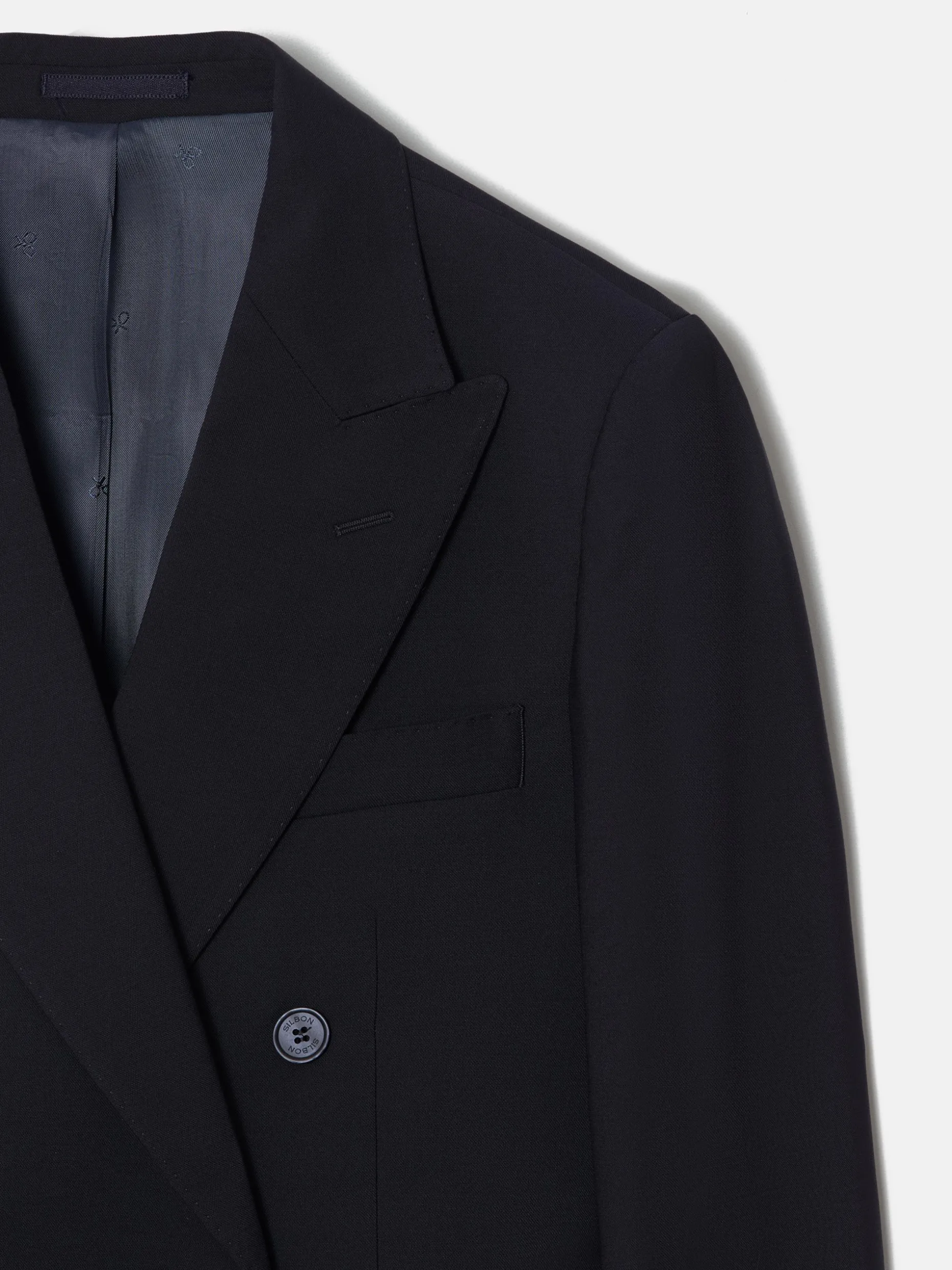 Americana traje cruzado stretch azul marino