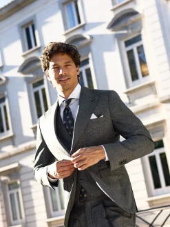 Americana traje pata de gallo gris