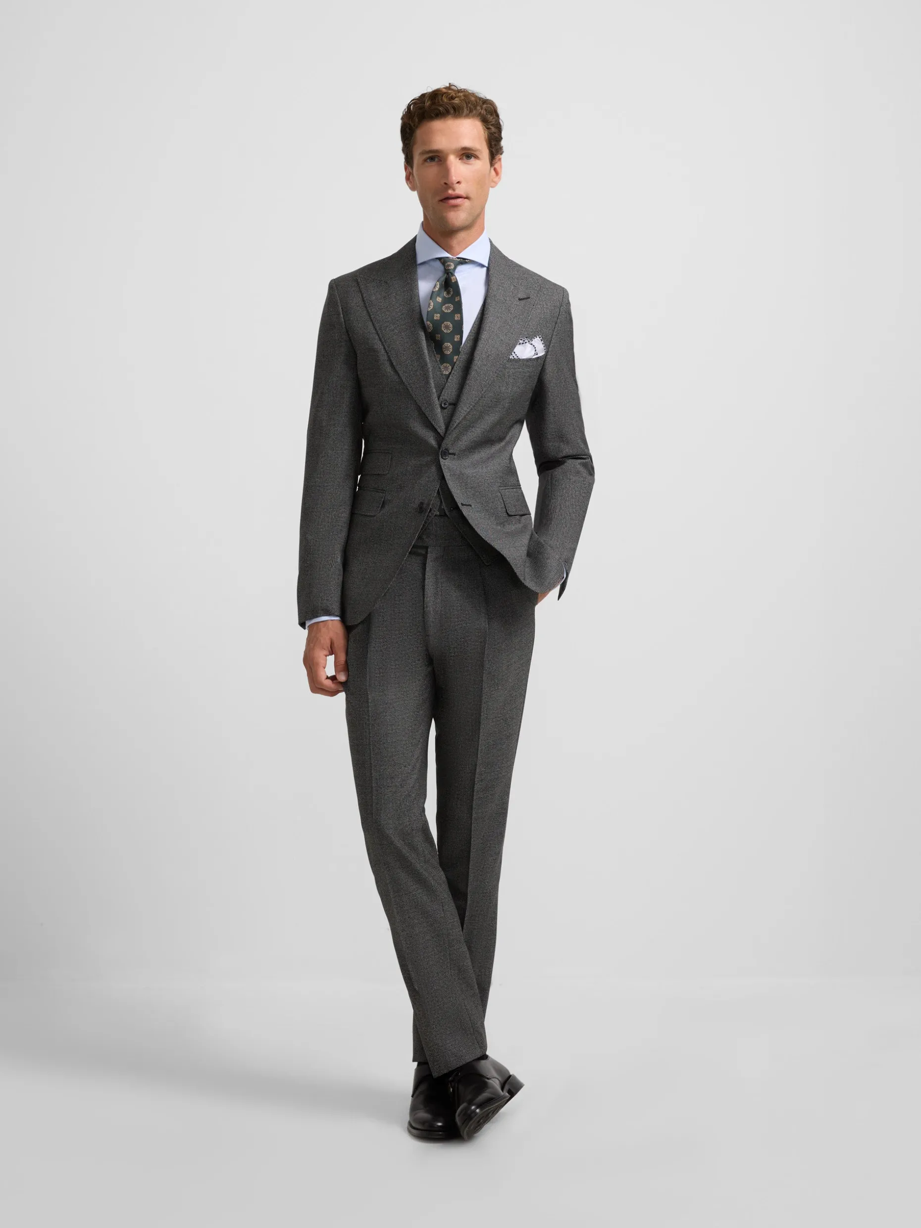 Americana traje pata de gallo gris