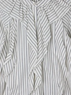 Blusa chorreras rayas blanca