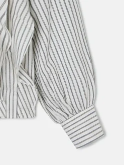 Blusa chorreras rayas blanca