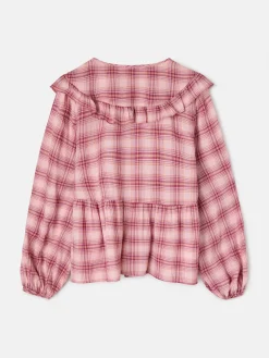 Blusa cuello bobo cuadros rosas