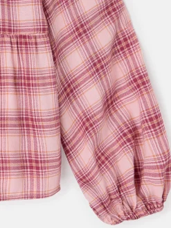 Blusa cuello bobo cuadros rosas