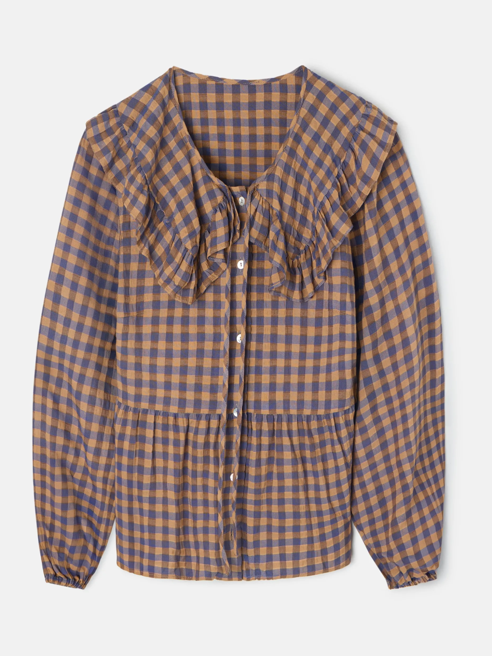 Blusa cuello bobo vichy azul
