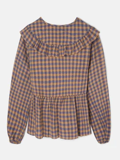 Blusa cuello bobo vichy azul