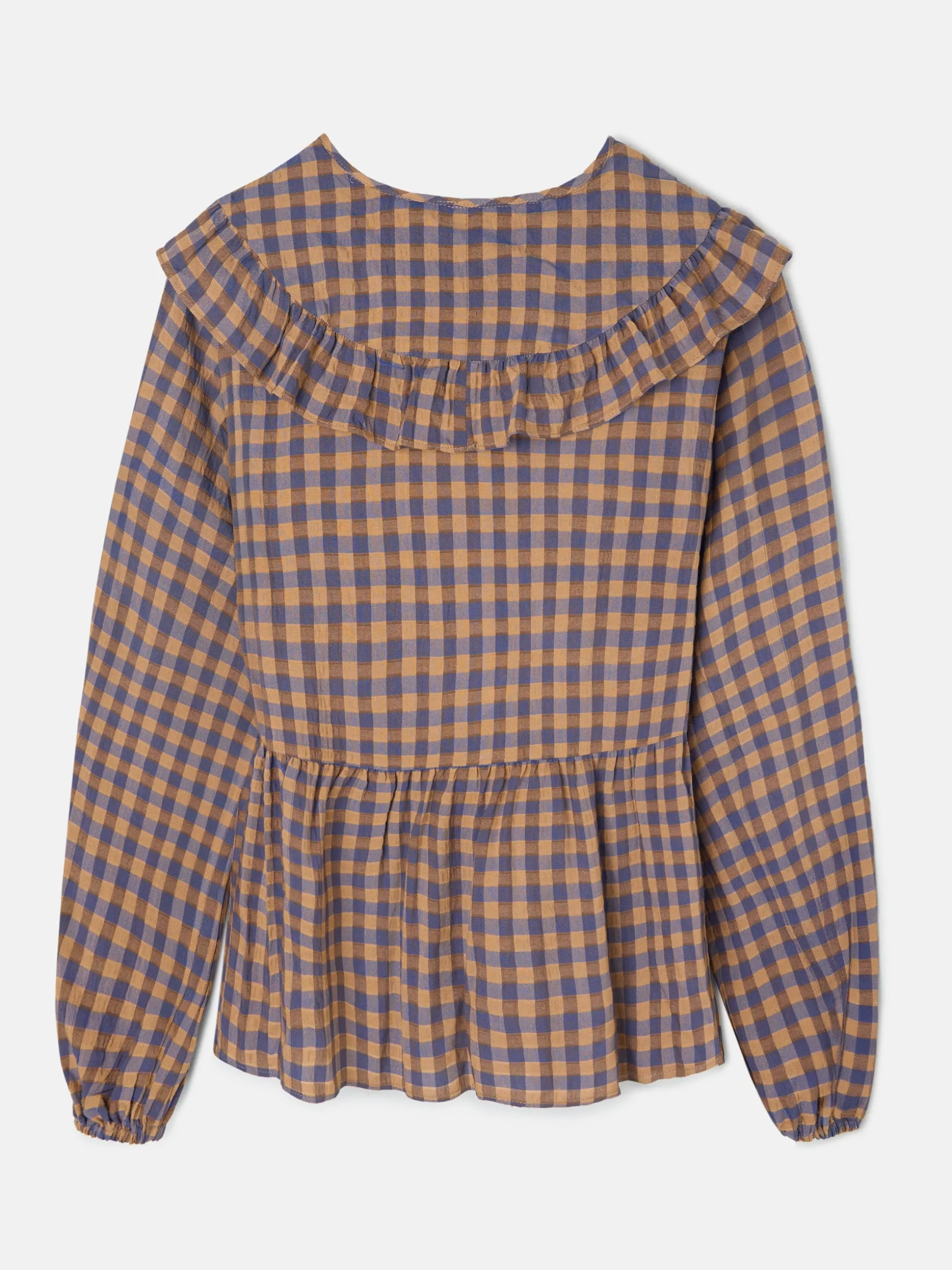 Blusa cuello bobo vichy azul