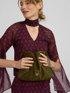Blusa cuello estampado motivos burdeos