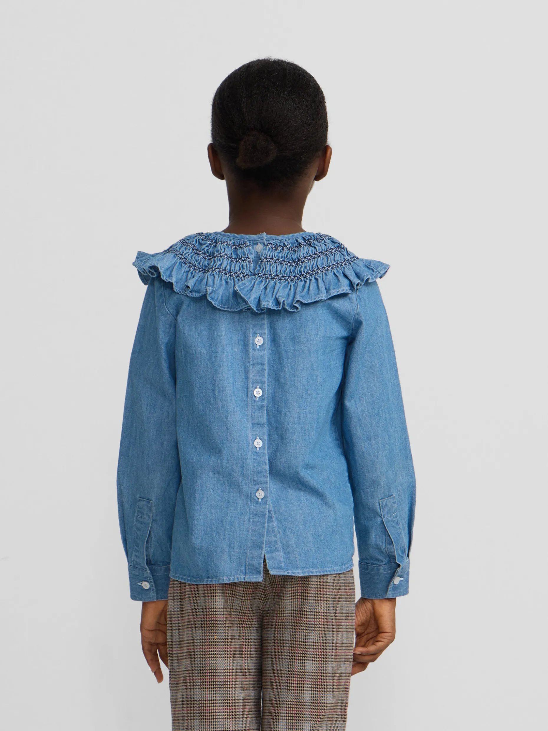 Blusa girl detalle puño denim