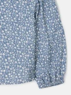 Blusa girl estampado flores azul claro