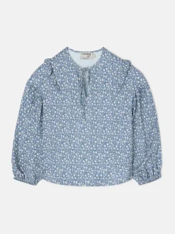 Blusa girl estampado flores azul claro