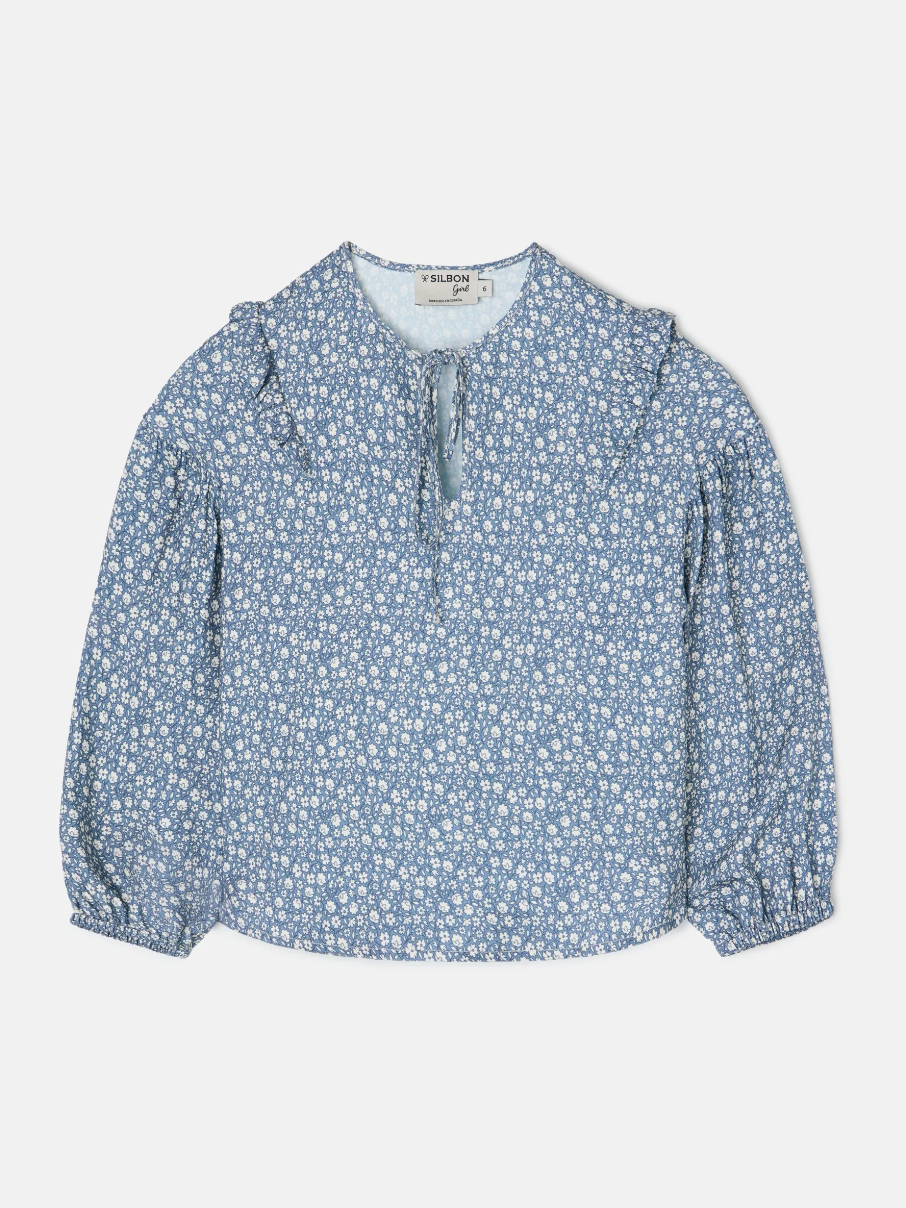 Blusa girl estampado flores azul claro