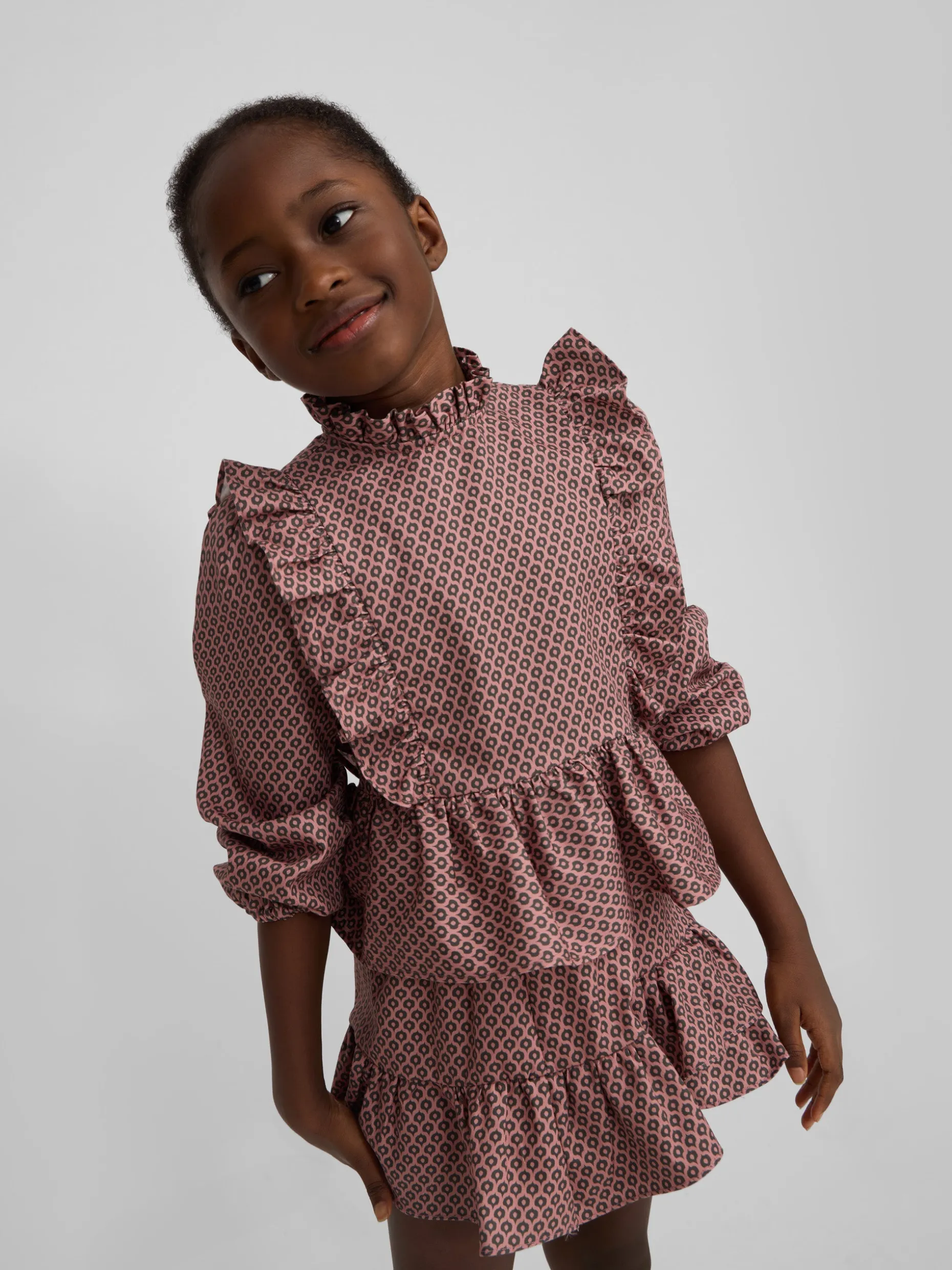 Blusa girl jaretas estampado etnico rosa