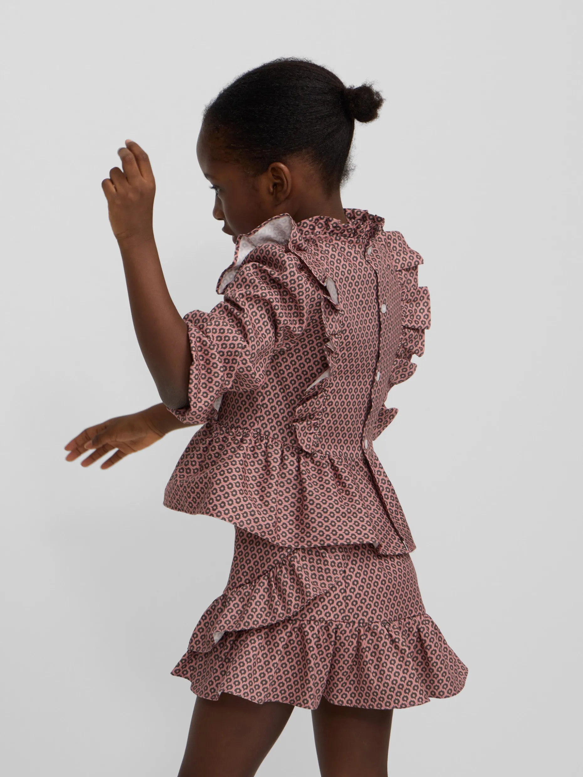 Blusa girl jaretas estampado etnico rosa