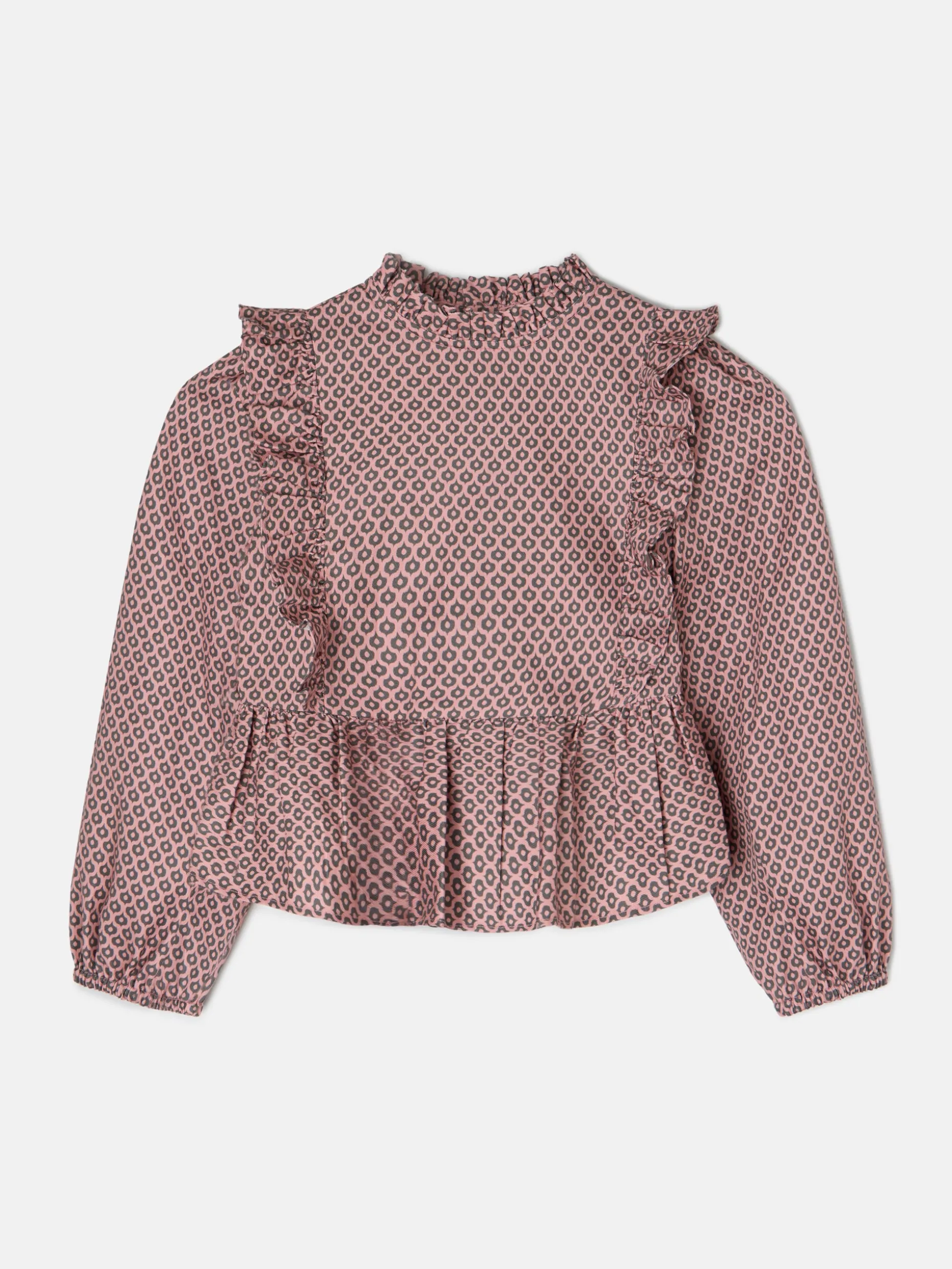 Blusa girl jaretas estampado etnico rosa