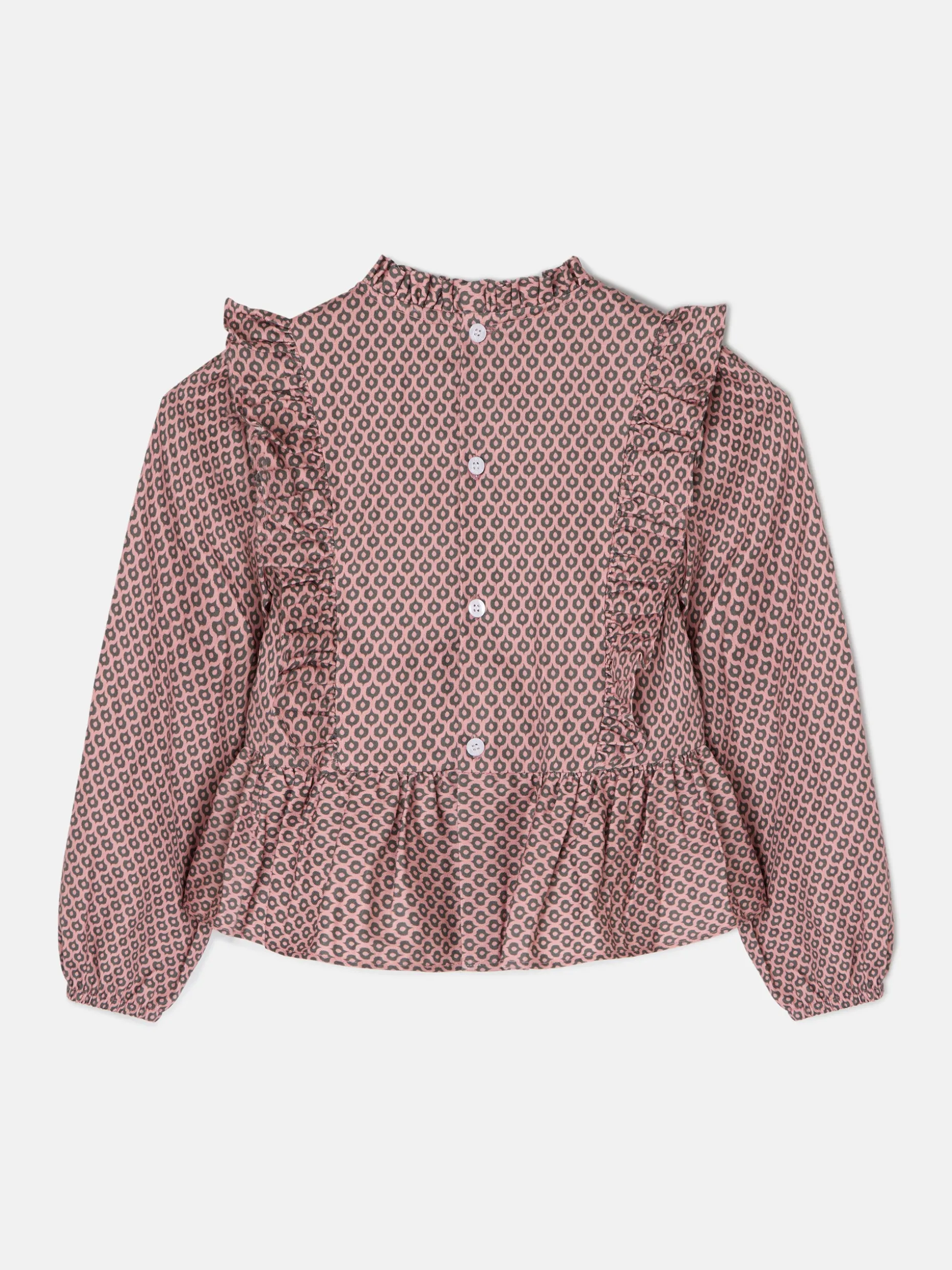 Blusa girl jaretas estampado etnico rosa