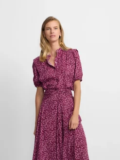 Blusa manga corta estampado lurex morados