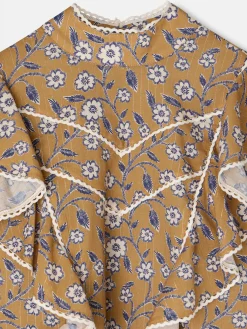 Blusa volantes estampado flores camel