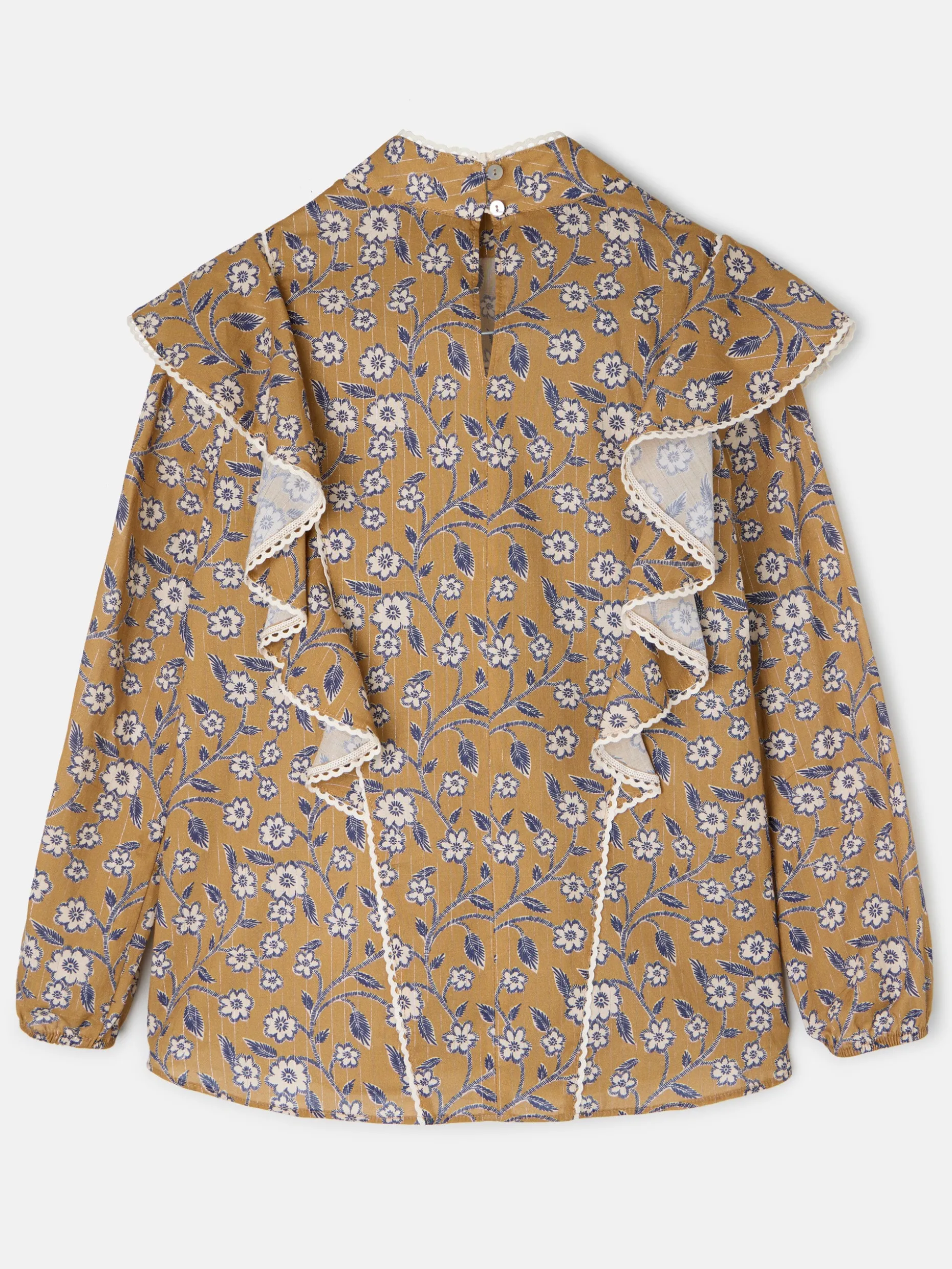 Blusa volantes estampado flores camel