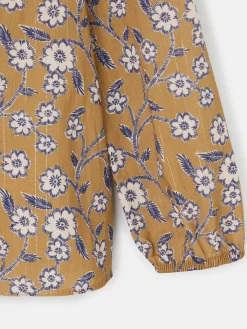 Blusa volantes estampado flores camel