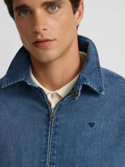 Bomber vaquera desgastada azul