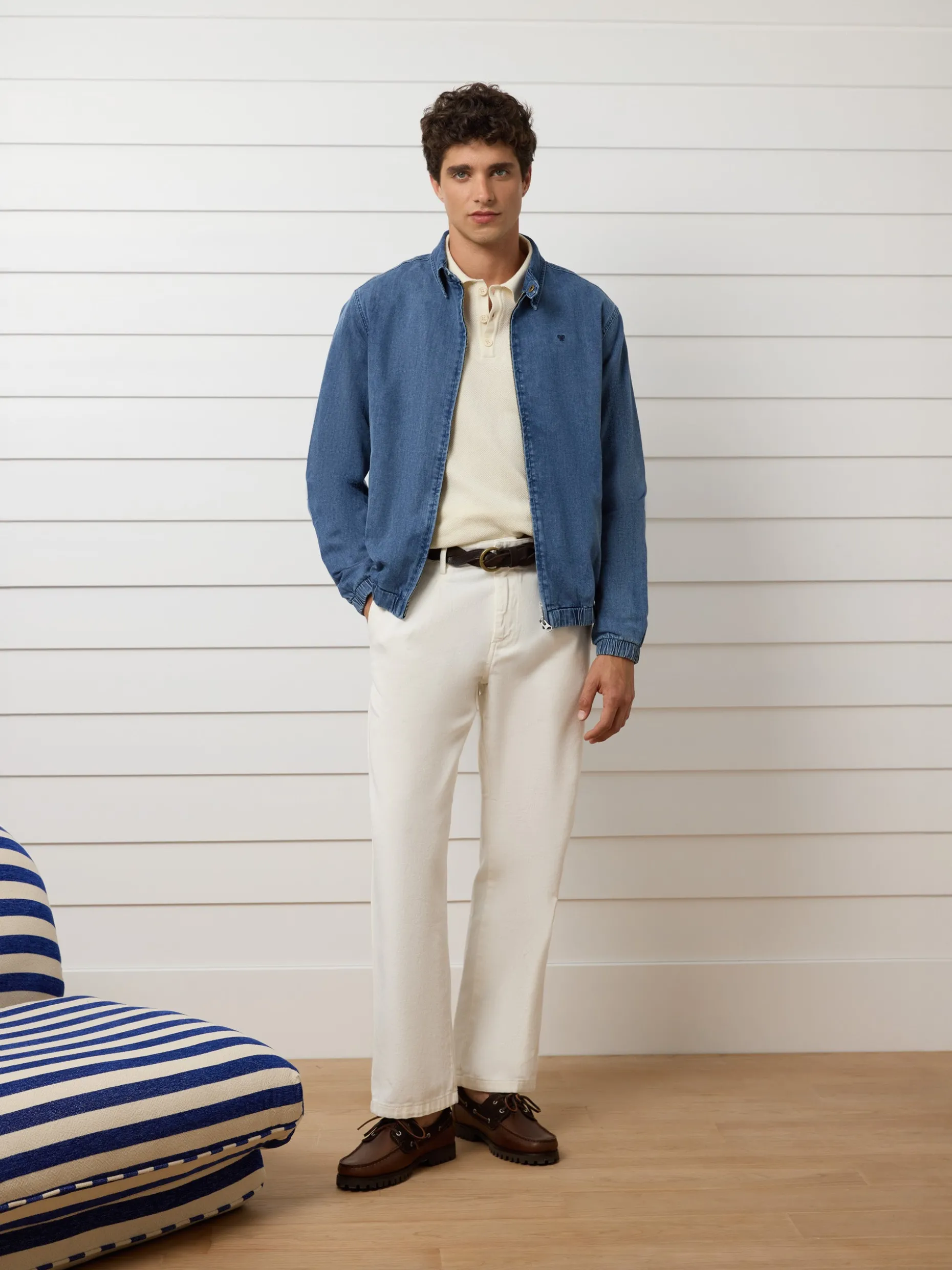 Bomber vaquera desgastada azul