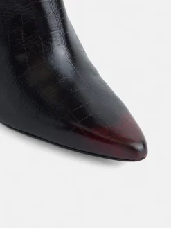 Bota alta piel coco negra