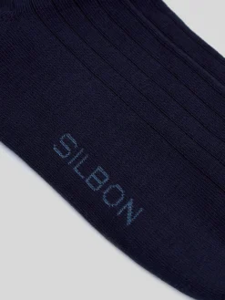 Calcetin silbon liso azul marino