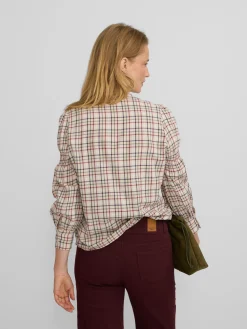 Camisa fruncidos cuadros granate y azul