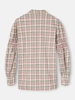 Camisa fruncidos cuadros granate y azul