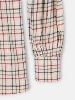 Camisa fruncidos cuadros granate y azul