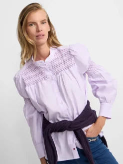 Camisa fruncidos malva