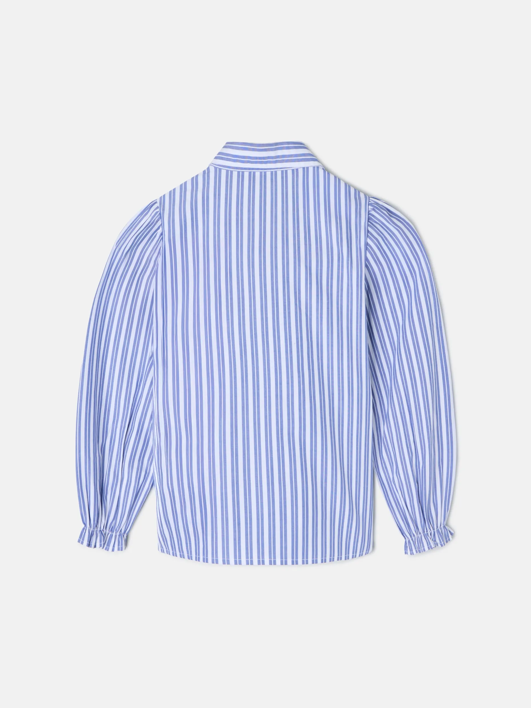 Camisa girl fruncidos rayas azul y blanca