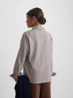 Camisa girl volante cuadros azul y rojo