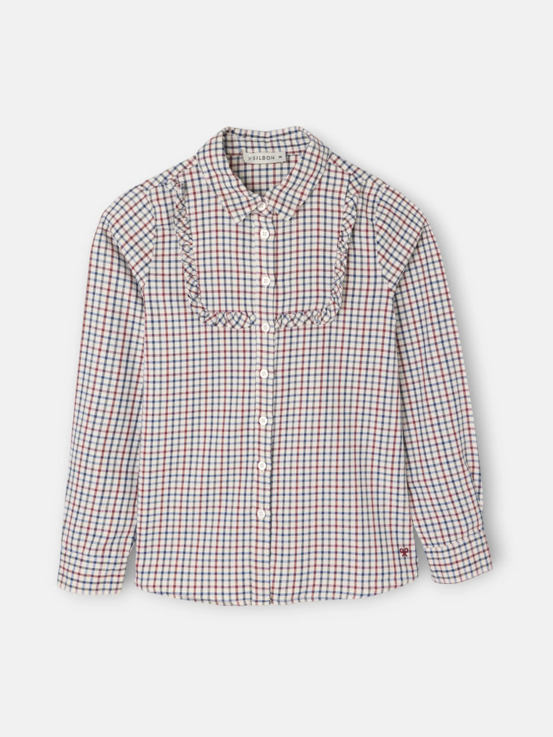 Camisa girl volante cuadros azul y rojo