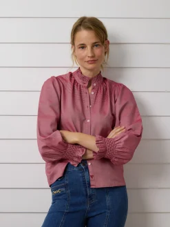 Camisa puño frunces burdeos