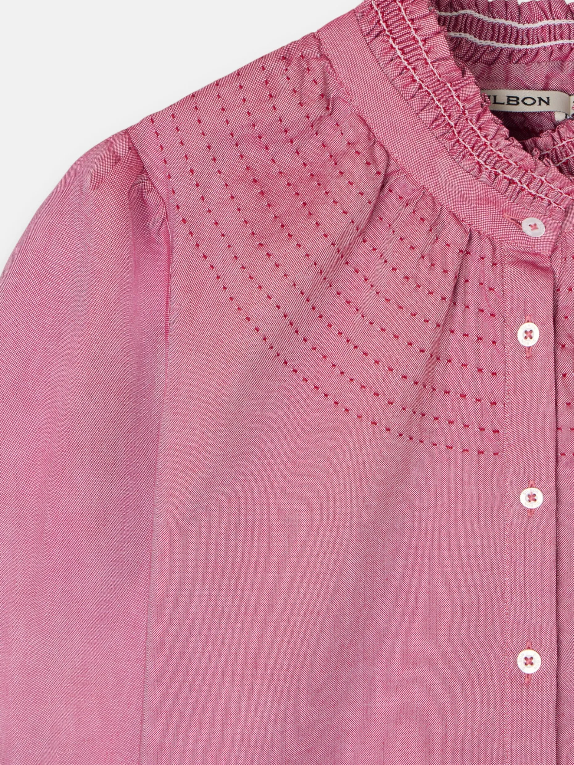 Camisa puño frunces burdeos