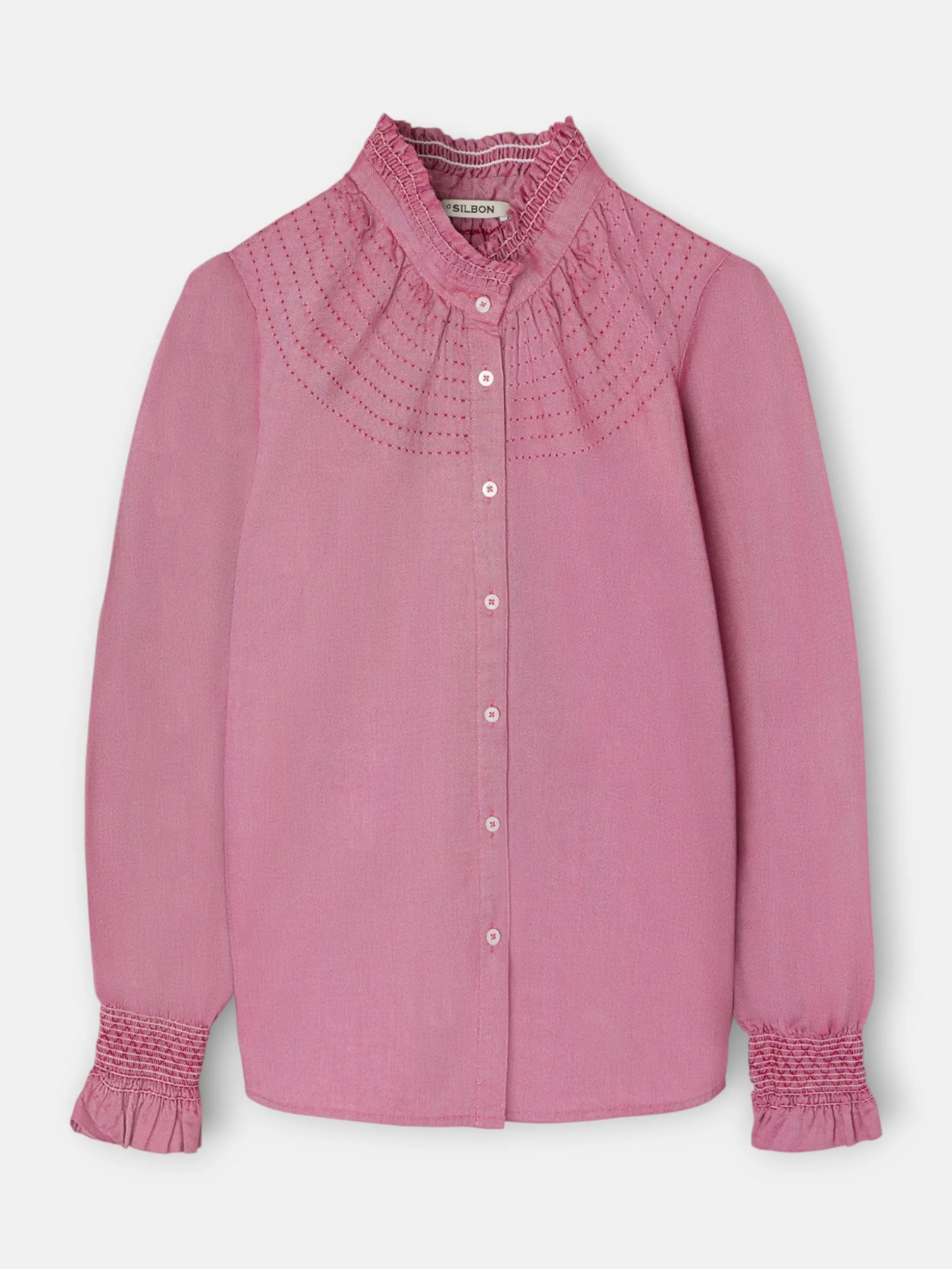 Camisa puño frunces burdeos