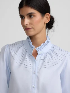 Camisa puño frunces celeste