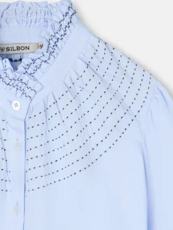 Camisa puño frunces celeste