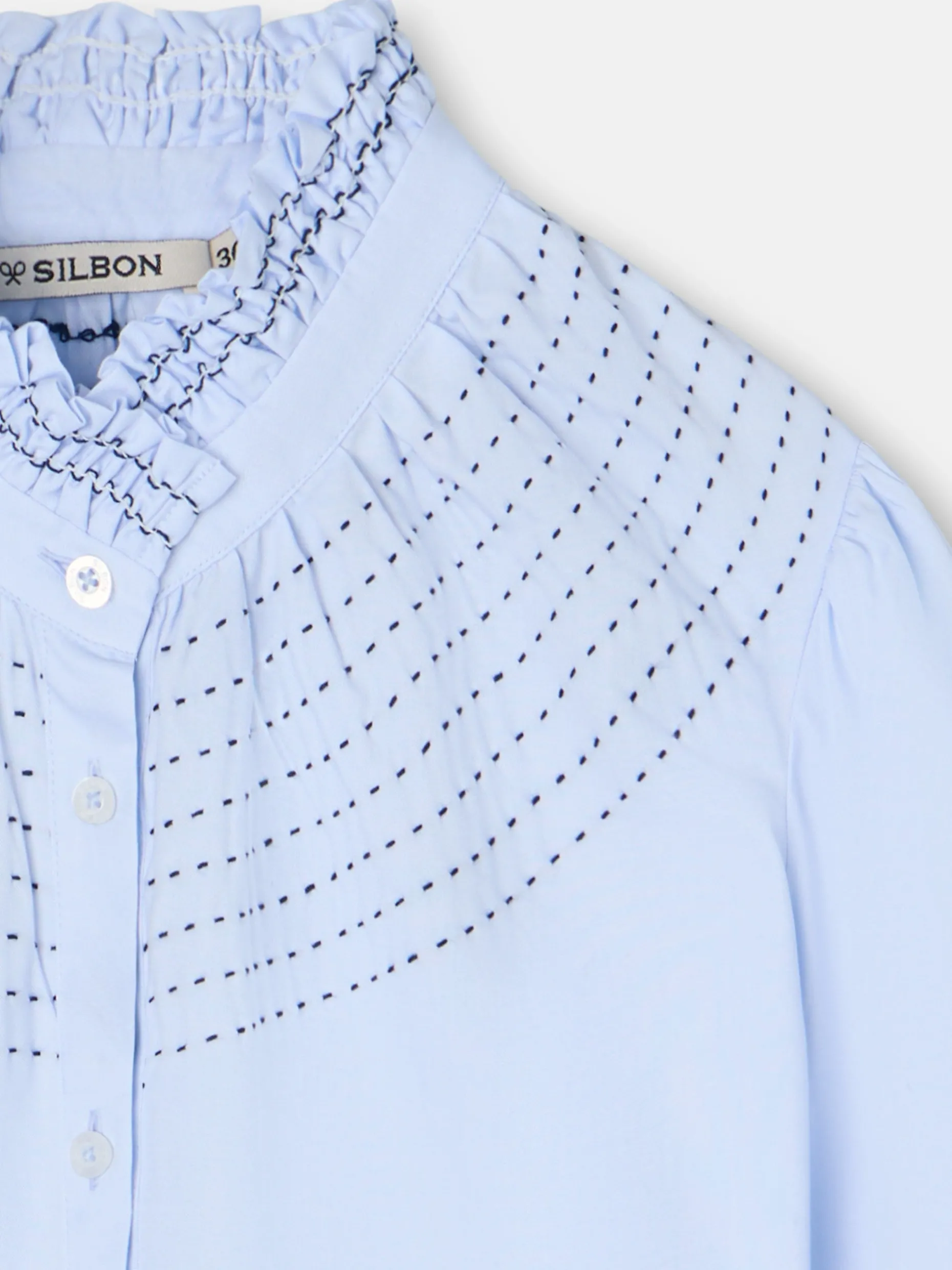 Camisa puño frunces celeste