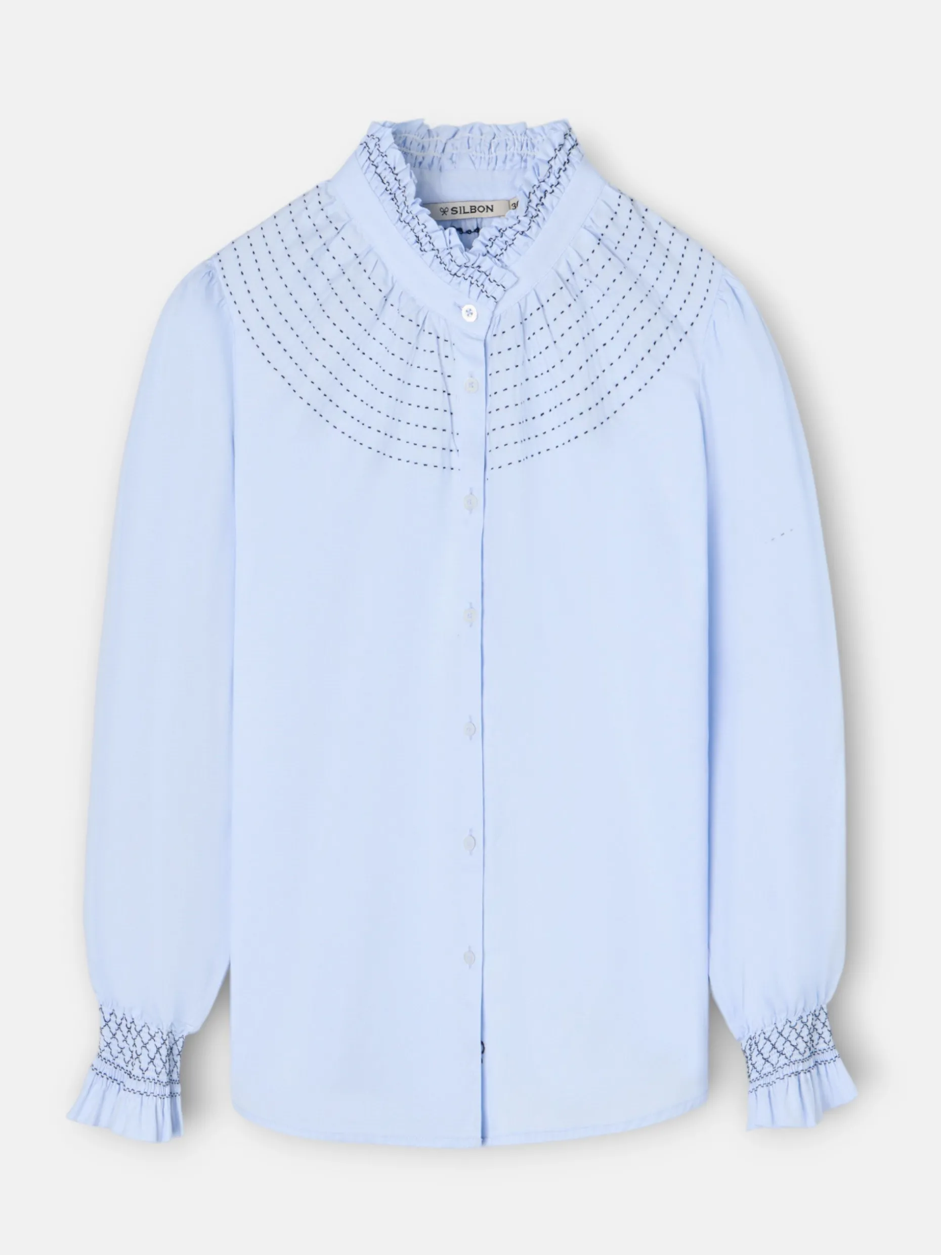 Camisa puño frunces celeste