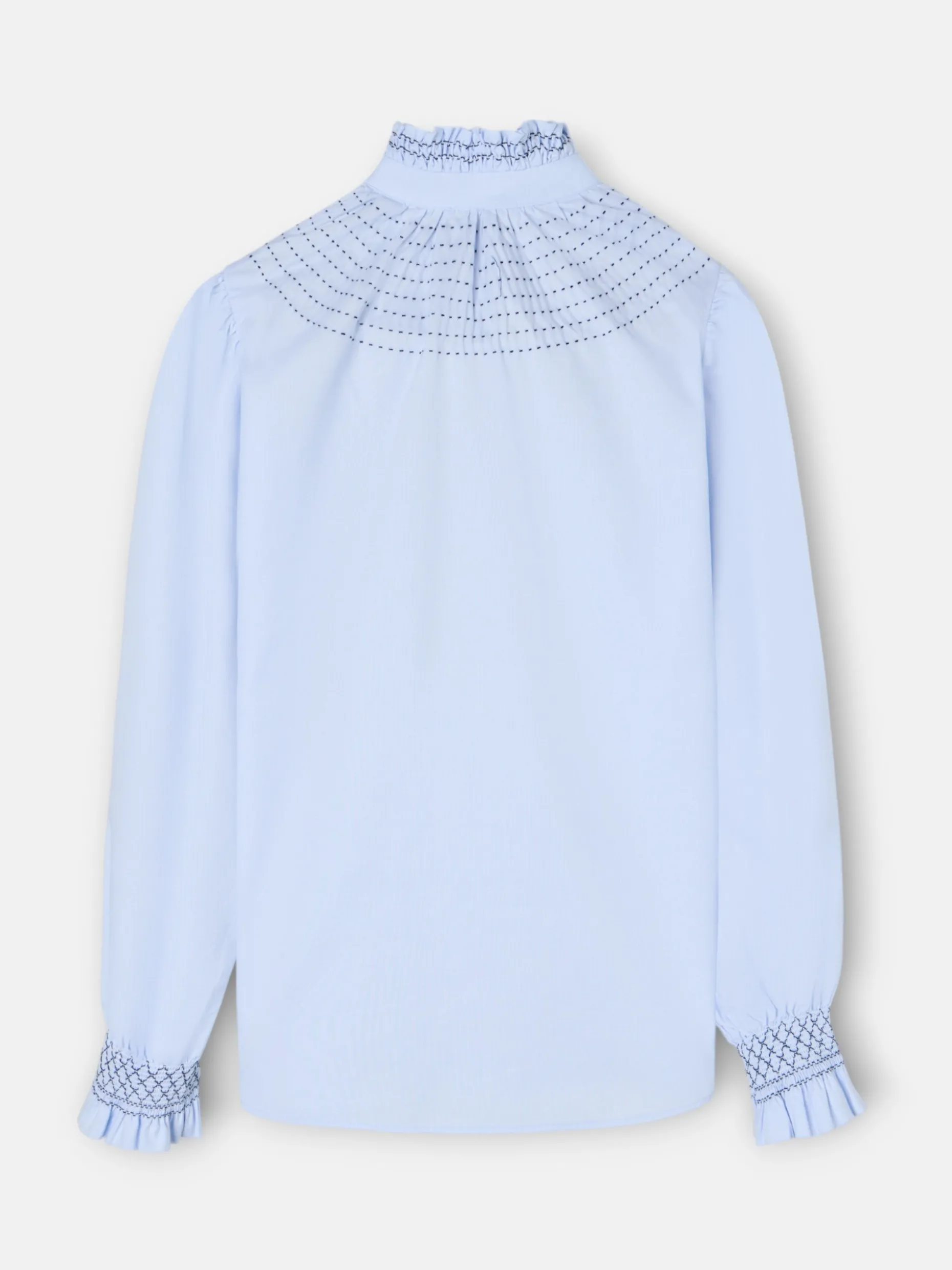 Camisa puño frunces celeste